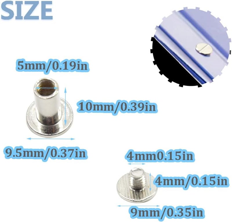 Ruidee 100Pcs/50Set Chicago Screws M5x10mm Book Binding Rivets Screw Posts Round Flat Head Stud Screw for DIY Leather Albums (DZBD/M5x10) - Image 2